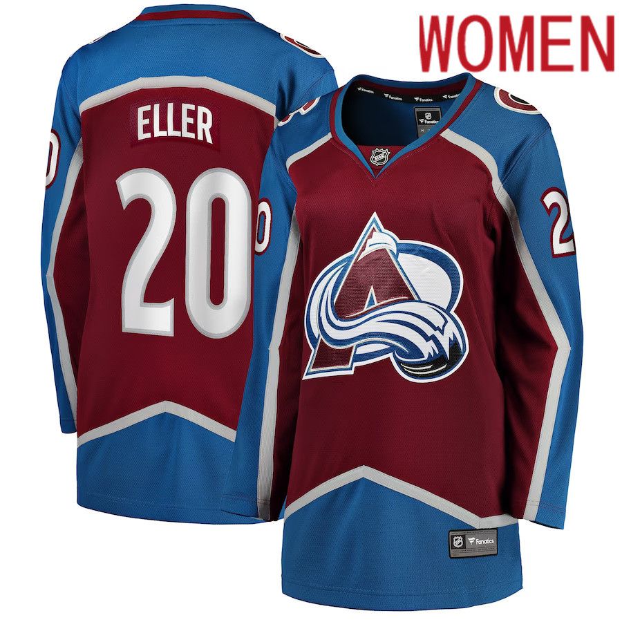 Women Colorado Avalanche #20 Lars Eller Fanatics Branded Burgundy Home Breakaway NHL Jersey